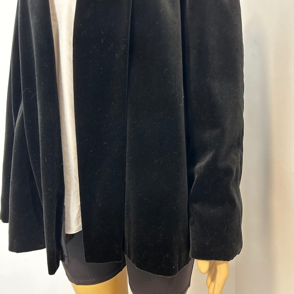 COLLECTIONS Black Velvet Shawl Collar Open Front Jacket Size L Made in Canada - Picture 4 of 8